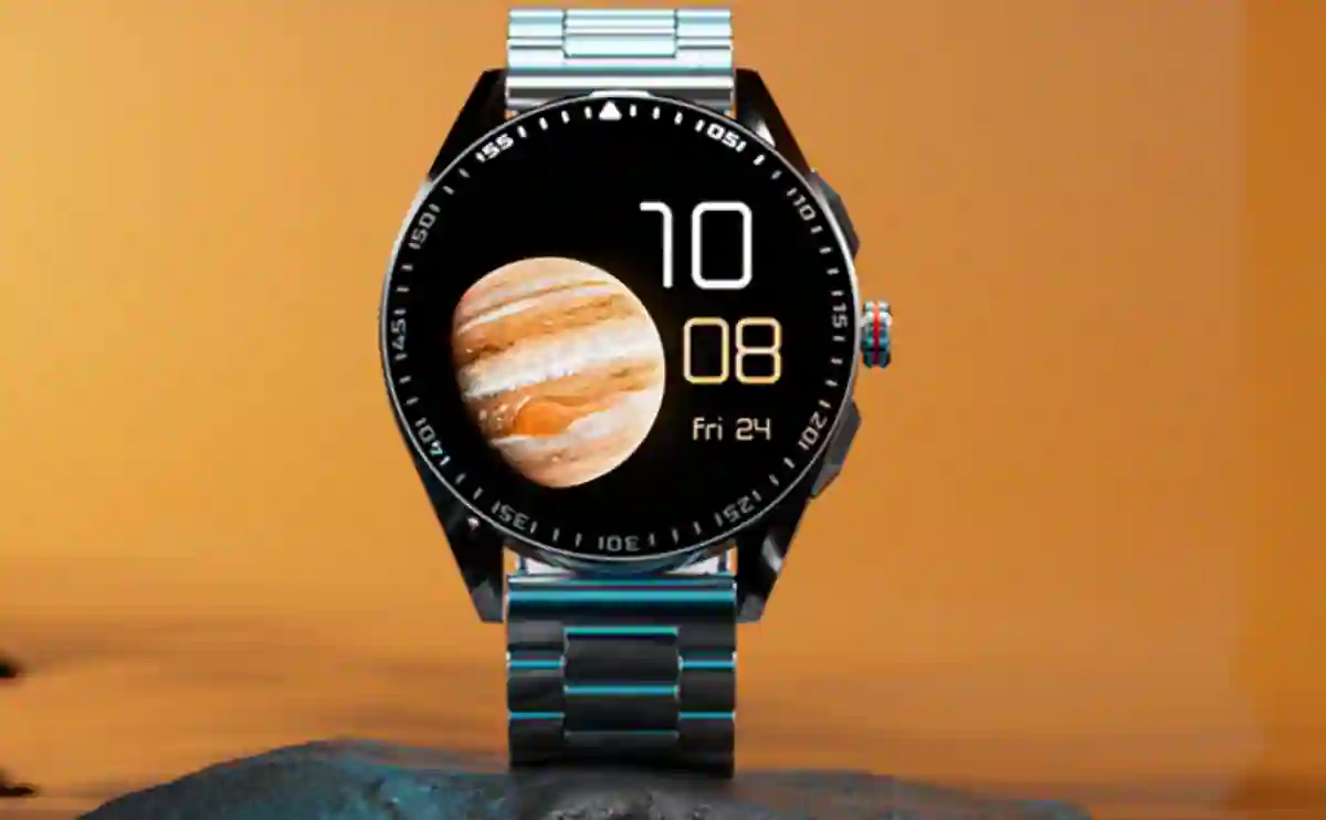 A smartwatch with an AMOLED display showing clear text from different angles